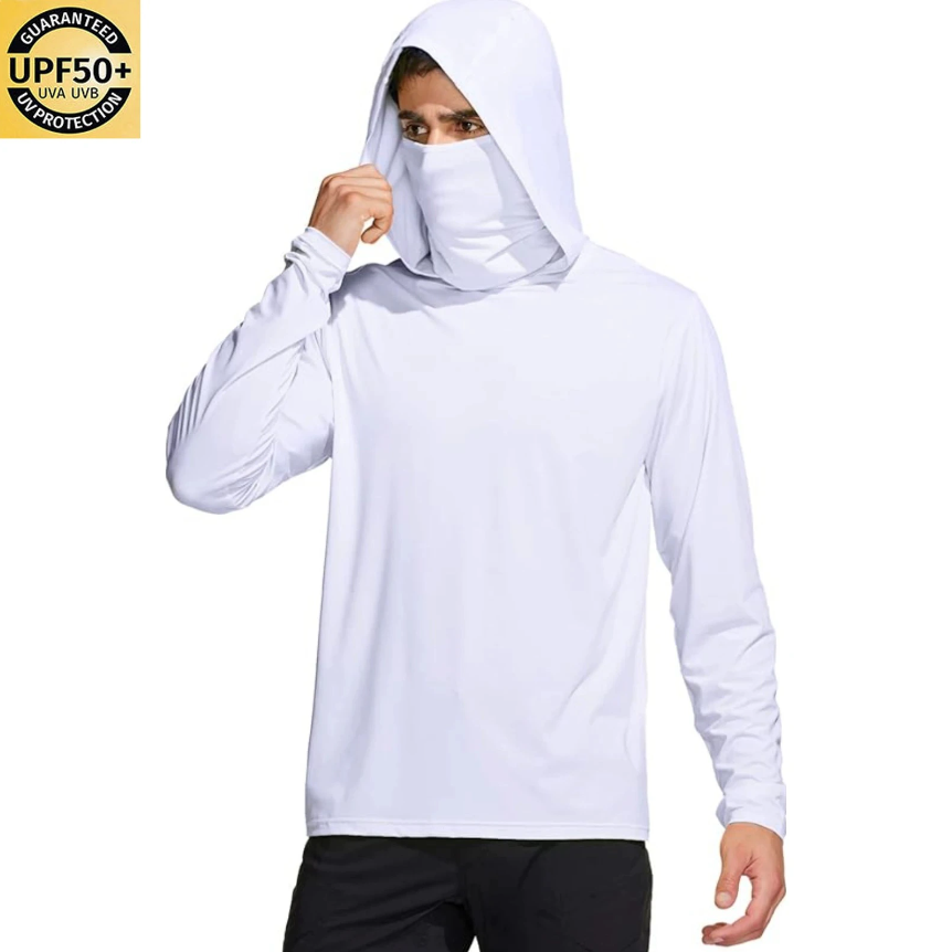 Fishing Shirt Uv Protection - 남성용 솔리드 컬러 후드 낚시 셔츠