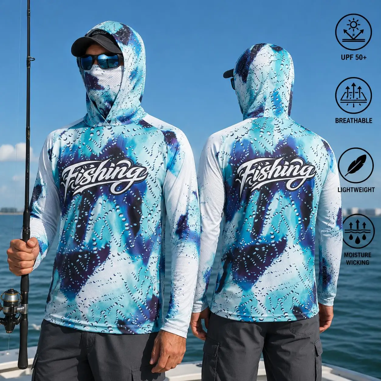 낚시용 셔츠, 후드 달린 남성용 낚시복, 긴팔, 야외용 - Fishing Mask Sun Protection 리뷰 및 가격